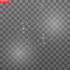 Vector realistic falling snowflakes or snow on transparent background.