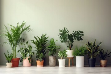 Potted Plants Indoor Garden Room with Sunlit Houseplants	