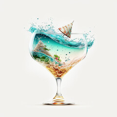 Tropical summer seawater in a cocktail glass