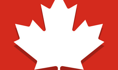 Canada day background with maple silhouette, red background and copy space for your text. Vector illustration