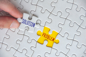 Solution to a problem text on missing jigsaw puzzle. Problem solving concept