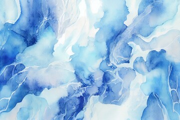 Colorful Blue Watercolor Abstract Background. Wallpaper. Valentine's Day Banner. Generative AI