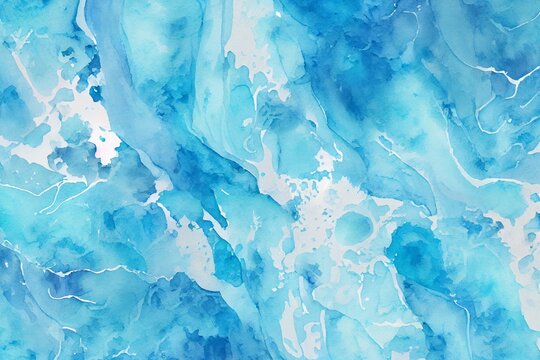 Colorful Blue Watercolor Abstract Background. Wallpaper. Valentine's Day Banner. Generative AI © Wasin