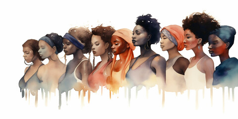 ai generated illustration of different black woman together on white background 