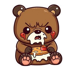 cute bear eating cartoon