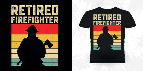 Funny Firefighter Retirement Pension Retired Retro Vintage Retirement T-shirt Design