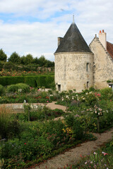 medieval castle and gardens in touraine (france)