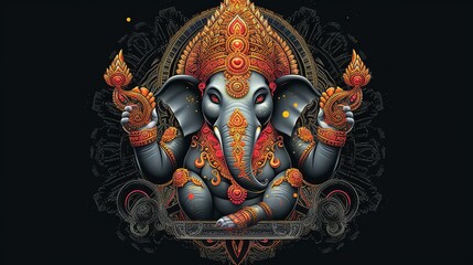 Illustration of Ganesha for Ganesha Chaturthi and Diwali, Generative Ai