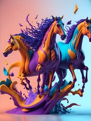 Colorful 3d liquid posters with abstract shapes splash