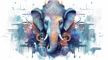 Illustration of Ganesha for Ganesha Chaturthi and Diwali, Generative Ai