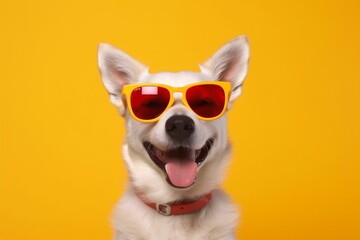smile dog pet animal portrait fun funny background sunglasses cute isolated. Generative AI.