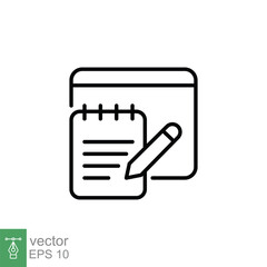 Fototapeta premium Online exams icon. Simple outline style. Distance learning, copywriting, submit form, education concept. Thin line symbol. Vector illustration isolated on white background. EPS 10.