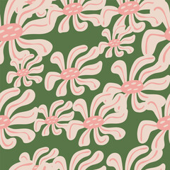 Vintage stylized flowers background. Decorative retro abstract bud flower seamless pattern.