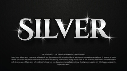 Luxury silver 3d editable text effect