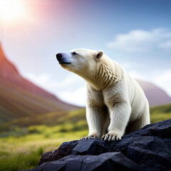 Obraz na płótnie Canvas Close up polar bear, created with generative AI technology
