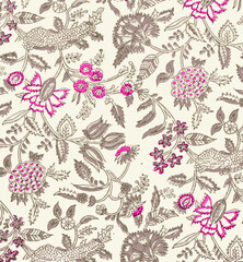 Ajrakh Pattern and block print Pattern, batik print, ikat Background digital printing textile pattern - obrazy, fototapety, plakaty