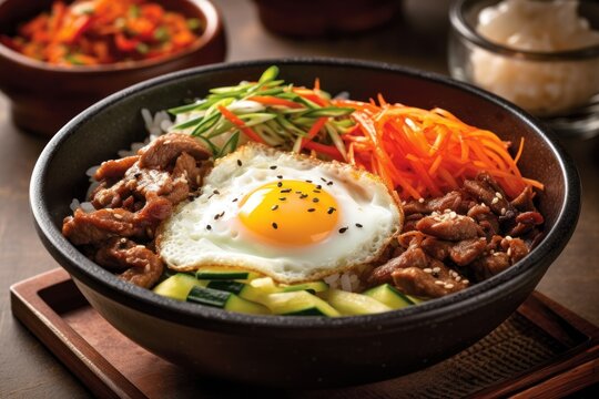 Bibimbap sometimes romanized as bi bim bap Food photography