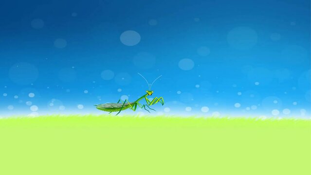 Grasshopper animation 2d animated background, insect
