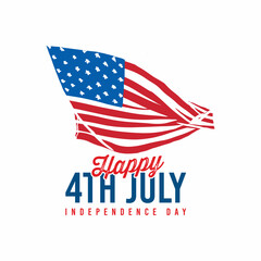 Happy 4th july, independence day in USA. American Independence Day greeting card, banner, post with United States flag, stars and stripes. Vector, Illustration.