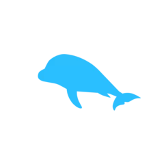 Gordijnen Blue silhouette of dolphin  © Continent4L
