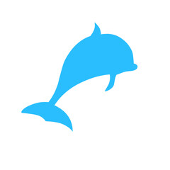 Blue silhouette of dolphin 