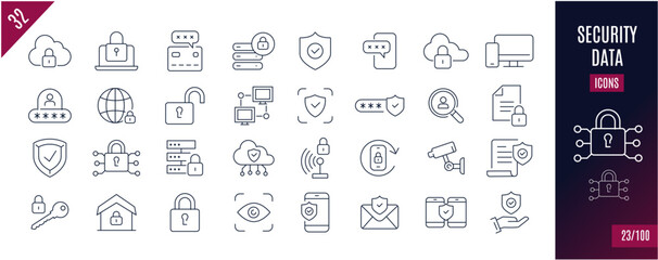 Best collection security line icons. Protection, Shield,...