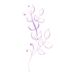 Pink doodle elements with leaves. Hand drawn line for floral ornaments, frames, designes