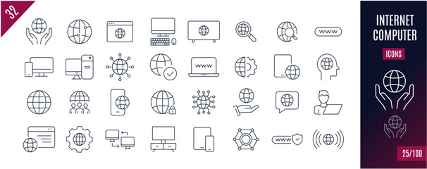 Internet icons Pixel perfect. Mobile, message, support, ...