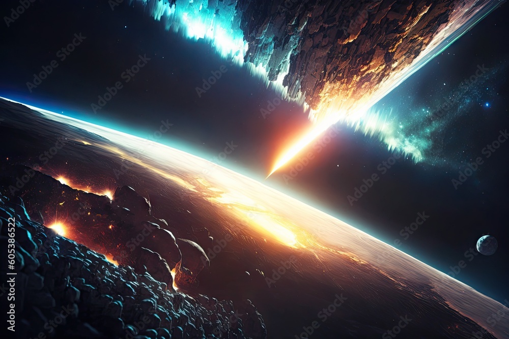 Canvas Prints tilt shifted aerial view of earths atmosphere in space. generative ai aig15.