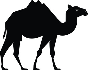 Bactrian Camel Logo Monochrome Design Style
