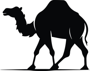 Bactrian Camel Logo Monochrome Design Style
