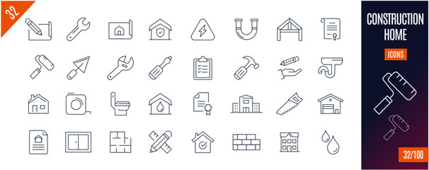 Best collection Construction line icons. home, repear,...