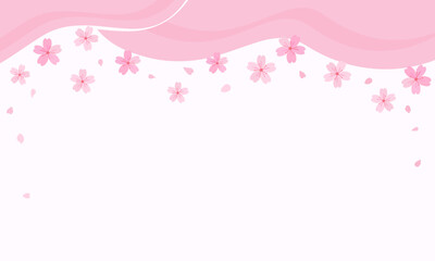 Cherry blossom Sakura flower on pink background vector. 