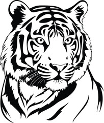 Bengal Tiger Logo Monochrome Design Style
