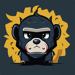 Cute Baboon Vector Logo Icon Sports Mascot flat vector illustration
