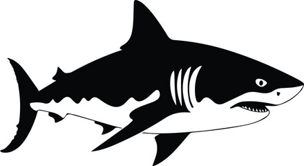 Bull Shark Logo Monochrome Design Style
