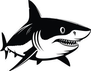 Bull Shark Logo Monochrome Design Style
