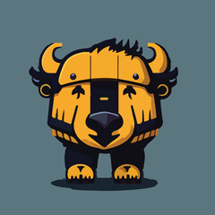 Cute Bison Vector Logo Icon Sports Mascot flat vector illustration