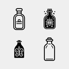 Set of bottles icon design concept. Isolated on white