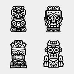 Tiki idols icon set. Simple set of tiki idols vector icons for web design isolated on white background