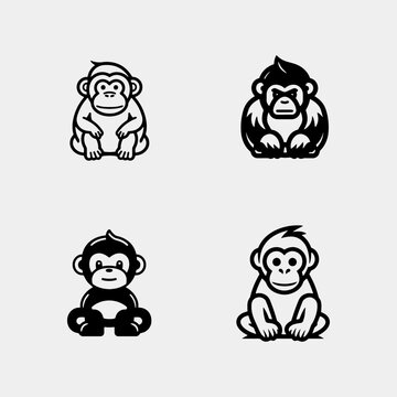 Cute Little Monkeys isolated on white