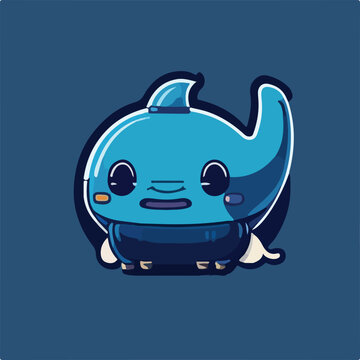 Cute Blue whale Vector Logo Icon Sports Mascot flat vector illustration