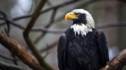 Golden eagle on tree Generative AI
