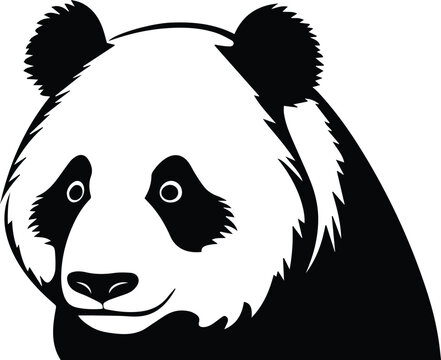 Giant Panda Logo Monochrome Design Style
