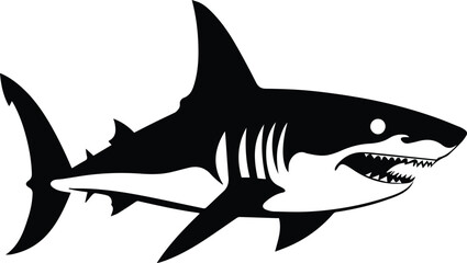 Great White Shark Logo Monochrome Design Style
