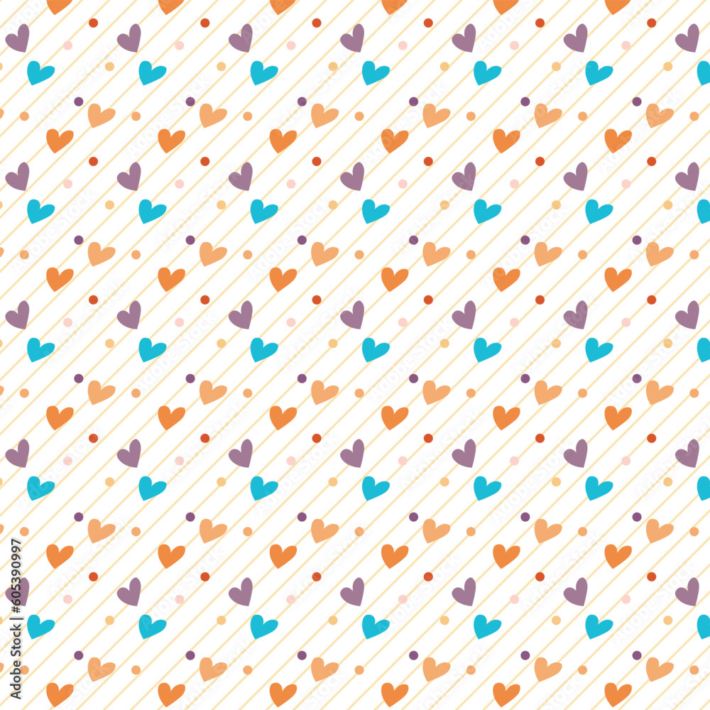 Poster abstract geometric seamless heart and line pattern art.
