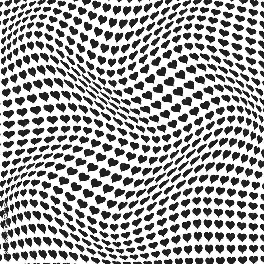 Poster abstract geometric heart wave pattern art.