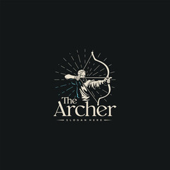 archer Muscular Myth Greek Archer Warrior Silhouette Logo design