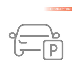 Car parking line vector icon. Simple outline symbol. - obrazy, fototapety, plakaty