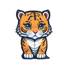 Fototapeta na wymiar Tiger Sticker illustration, Png Image Ready To Use. Animal Sticker Design Series